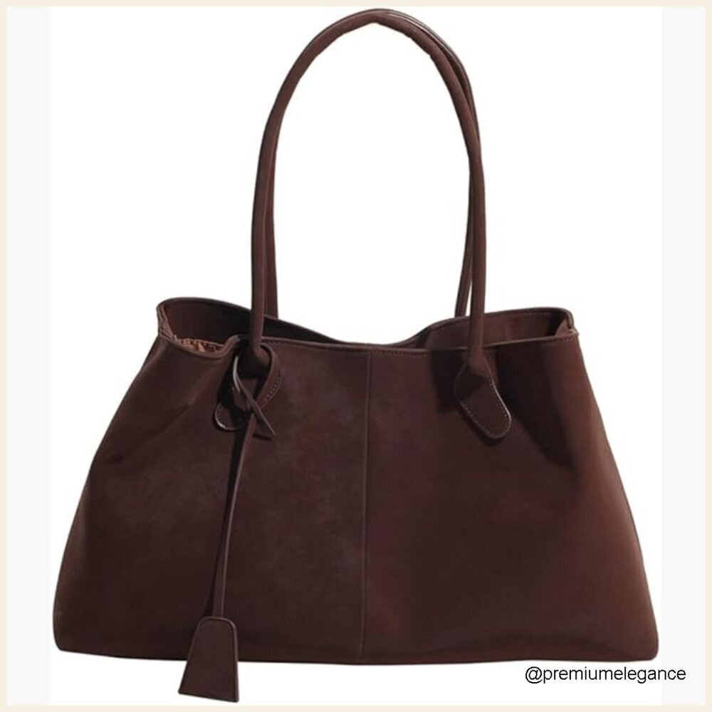 Large Faux Suede Hobo Tote Bag with Magnetic Closure Lightweight Shoulder Bag